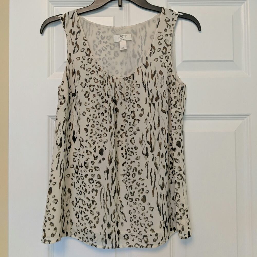 Ann Taylor LOFT Leopard Print Shell Top Sm Petite